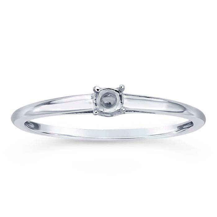 14K White Gold Criss-Cross 3mm Round Ring Mounting