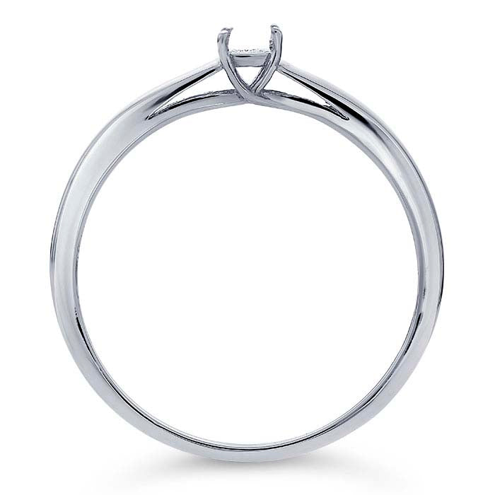 14K White Gold Criss-Cross 3mm Round Ring Mounting