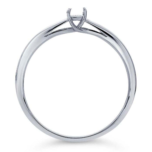 14K White Gold Criss-Cross 3mm Round Ring Mounting
