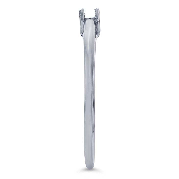 14K White Gold Criss-Cross 3mm Round Ring Mounting