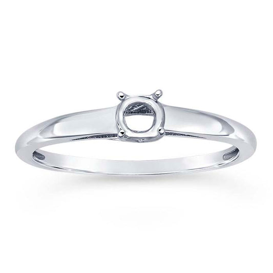 14K vitt guld korslagd rund ringfattning