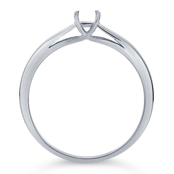 14K White Gold Criss-Cross 4mm Round Ring Mounting