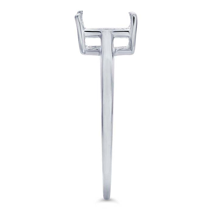 14K White Gold 7 x 5mm Emerald-Cut Basket Ring Mounting