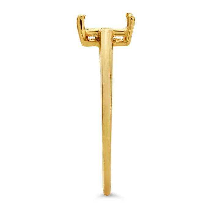 14 Karat Gelbgold, 6 x 4 mm, Smaragdschliff, Korbringfassung