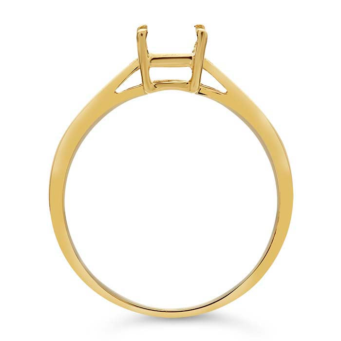 14K Gult Guld 7 x 5mm Smaragdslipad Korgringställning