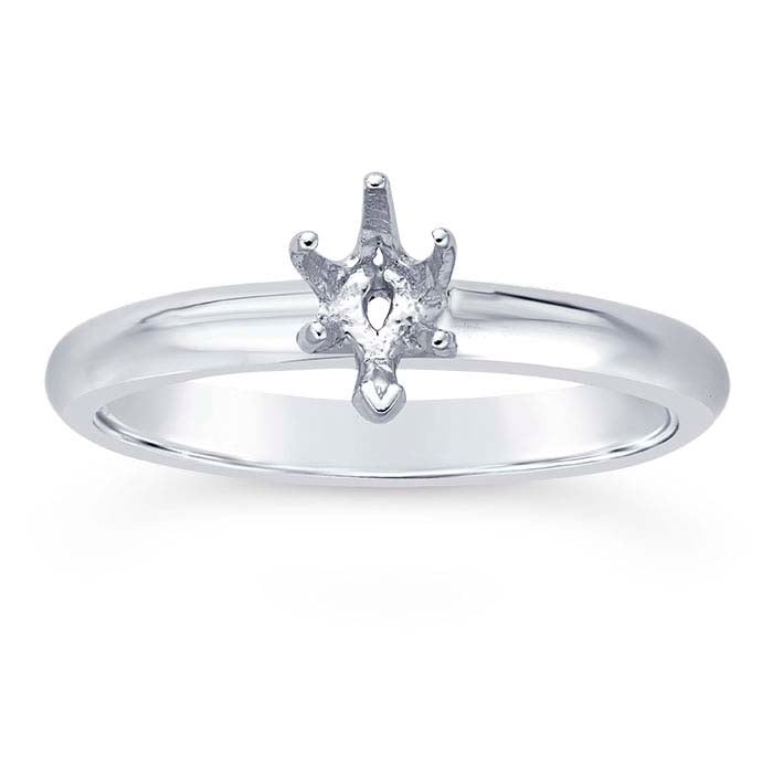 14K White Gold 6 x Pear Ring Mounting