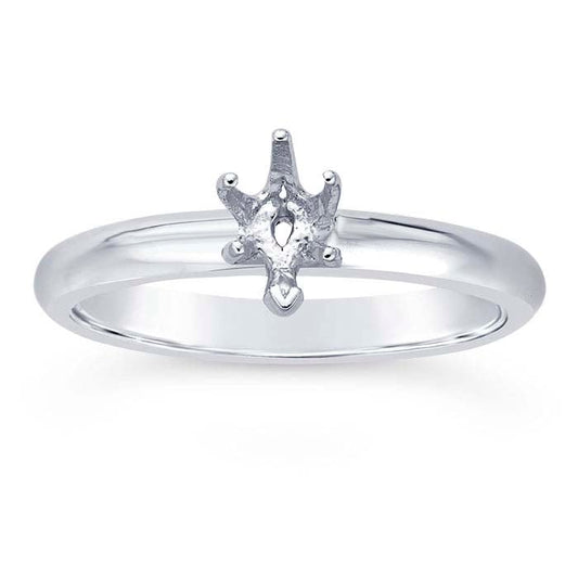 14K White Gold 6 x Pear Ring Mounting