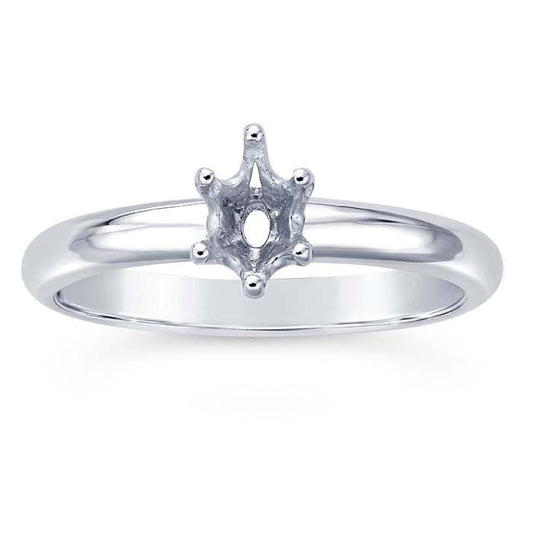 14K Vitt Guld 6 x 4mm Oval Ringfattning