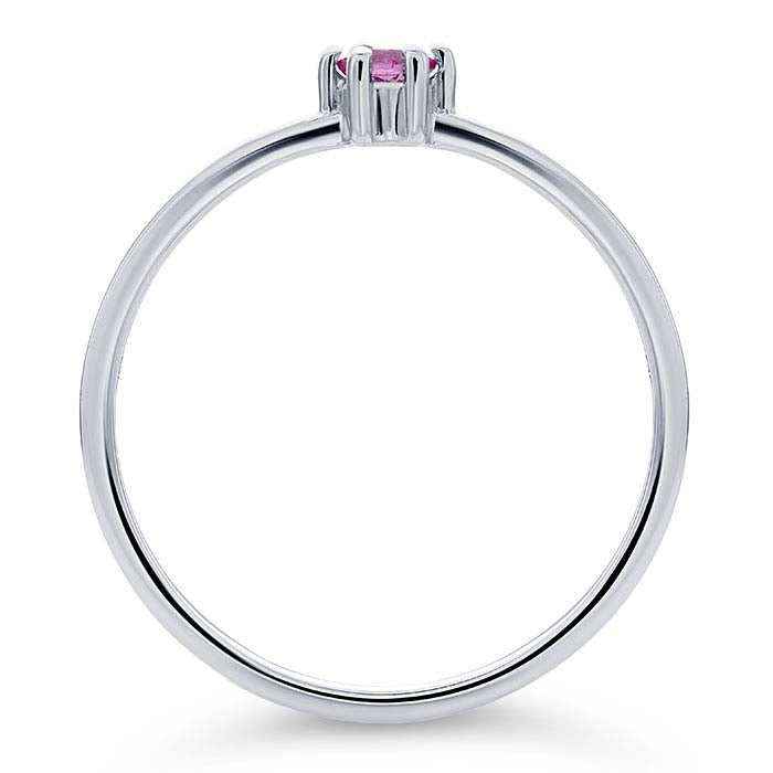 14K White Gold 3mm Round Pink Sapphire-Set Ring