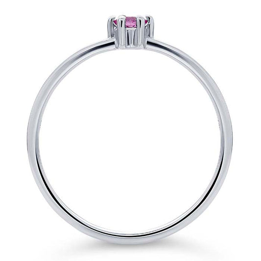 14K White Gold 3mm Round Pink Sapphire-Set Ring