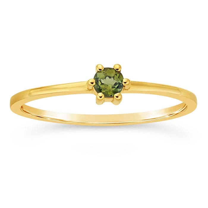 14K Yellow Gold 3mm Round Peridot-Set Ring