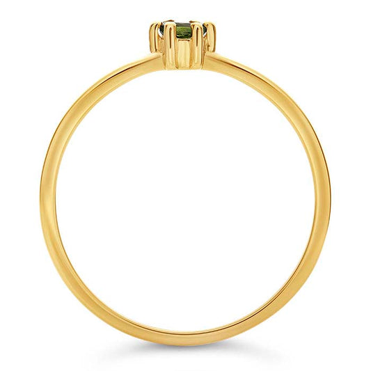 14K Yellow Gold 3mm Round Peridot-Set Ring