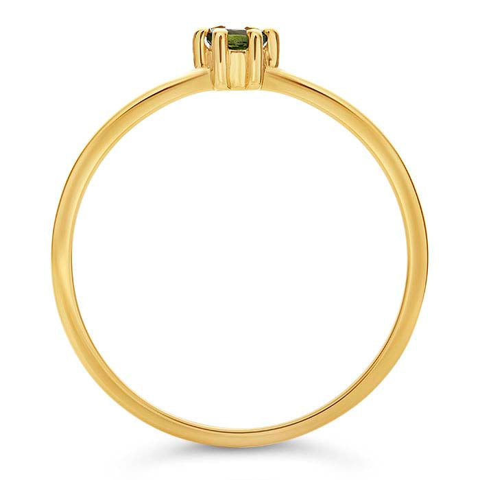 14K Yellow Gold 3mm Round Peridot-Set Ring