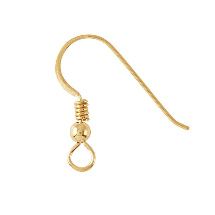 Hammered Ear Wire with Loop, Coil and 3mm Bead