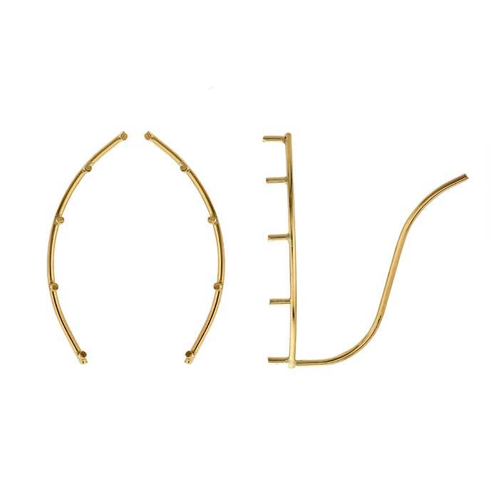 14K Gult Guld Öronklättrare med Stiftinfästningar