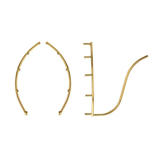 14K Yellow Gold Ear-Climber Earrings with Peg Mountings