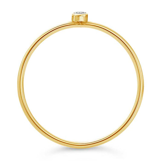 Bague sertie de diamants synthétiques en or jaune 14 carats