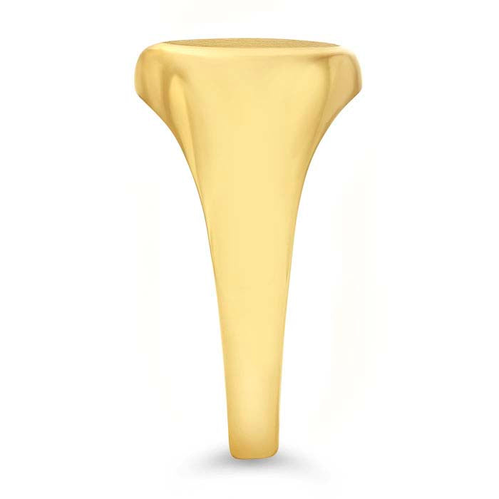 14K Yellow Gold Matte 11 x 9mm Oval Signet Ring