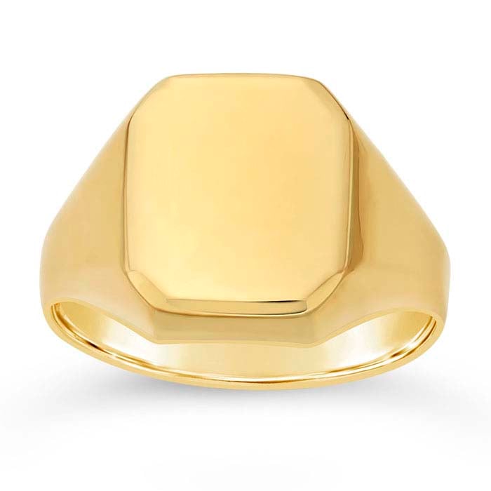14K Yellow Gold 12 x 10mm Emerald-Shaped Signet Ring