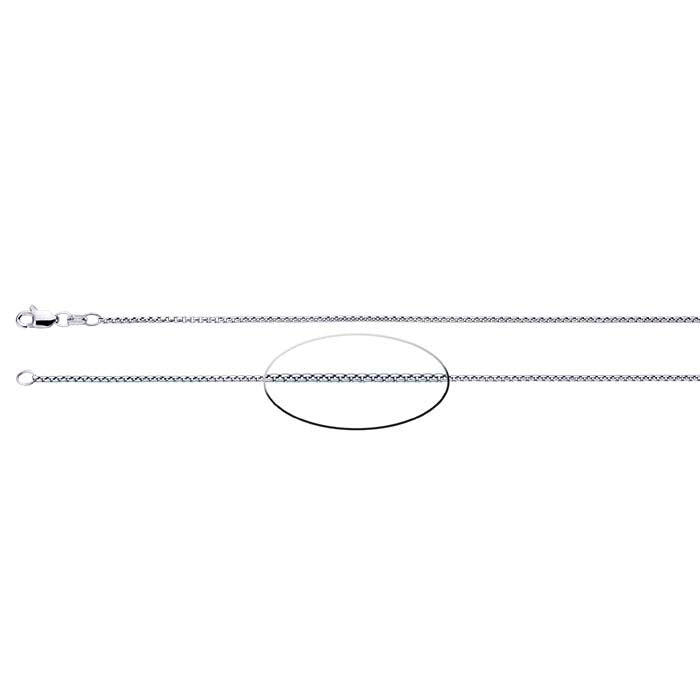 14K White Gold 1.35mm Hollow Rounded Box Chain