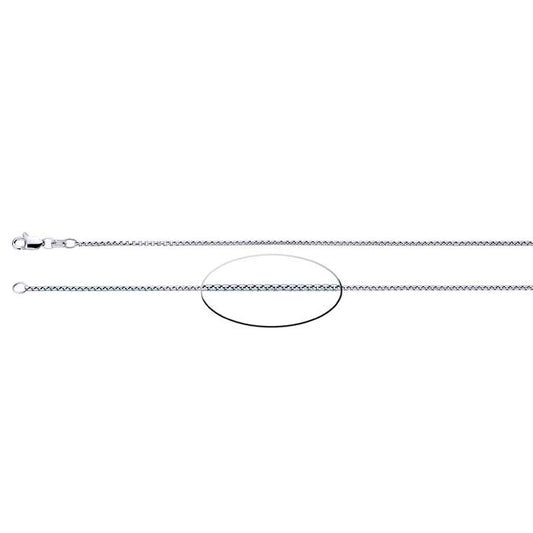 14K White Gold 1.35mm Hollow Rounded Box Chain