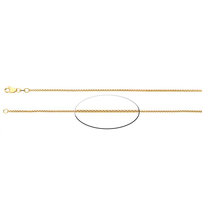 14K Yellow Gold 1.35mm Hollow Rounded Box Chain