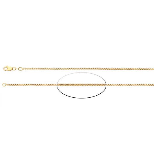 14K Yellow Gold 1.35mm Hollow Rounded Box Chain