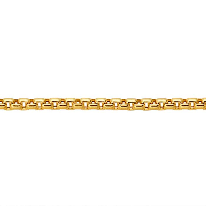 14K Yellow Gold 1.35mm Hollow Rounded Box Chain