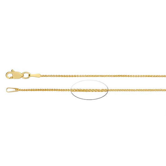 14K Yellow Gold 1mm Diamond-Cut Wheat Chain