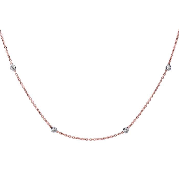 14K Rose Gold Diamond-Set Cable Chain Necklace
