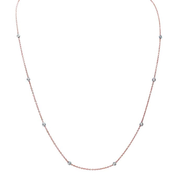 14K Rose Gold Diamond-Set Cable Chain Necklace