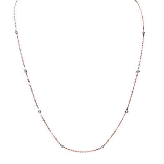 14K Rose Gold Diamond-Set Cable Chain Necklace