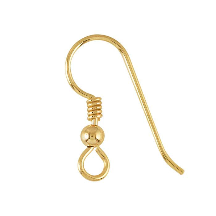 14/20 Yellow Gold-Filled Ear Wires with Loop, Bead and Coil