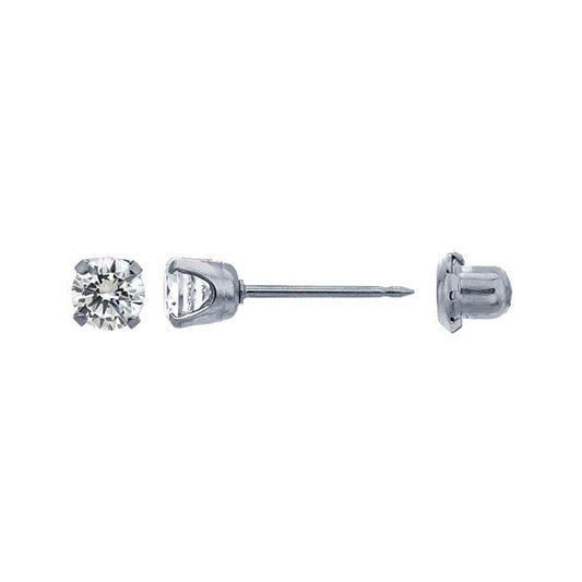 Inverness® Stainless Steel Piercing Earring, 5mm CZ-Set
