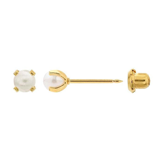 Inverness® Stainless Steel Yellow Gold-Plated Piercing Earring, Pearl
