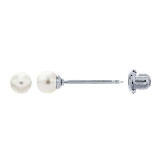 Inverness® Stainless Steel Piercing Earring, 4mm Pearl