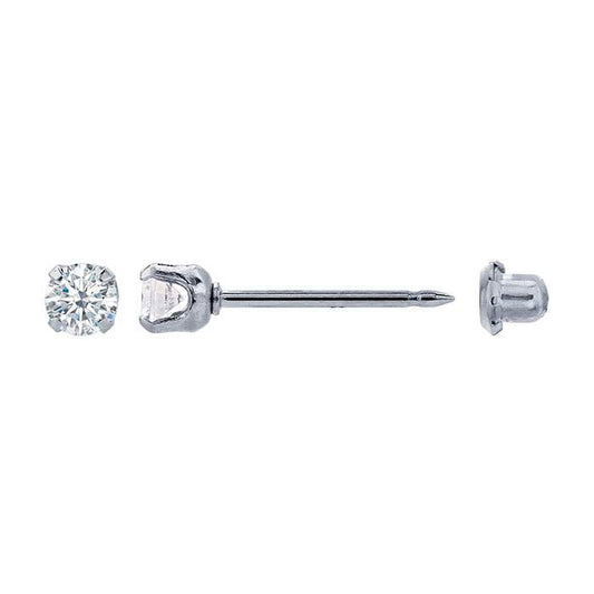Inverness® Stainless Steel Piercing Earring, 3mm CZ-Set