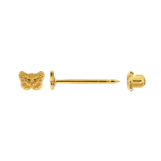 Inverness® Stainless Steel Yellow Gold-Plated Piercing Earring, Butterfly