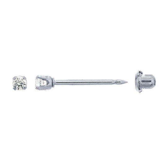 Inverness® Stainless Steel Piercing Earring, 2mm CZ-Set