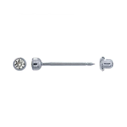 Inverness® Stainless Steel Piercing Earring, 3mm Crystal-Set