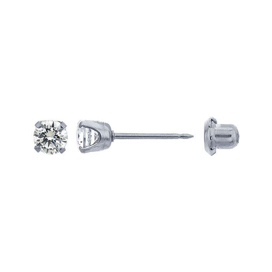 Inverness® Stainless Steel Piercing Earring, 7mm CZ-Set