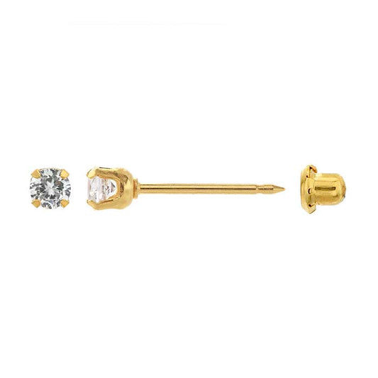 Inverness® 14K Yellow Gold Piercing Earring, 3mm CZ-Set