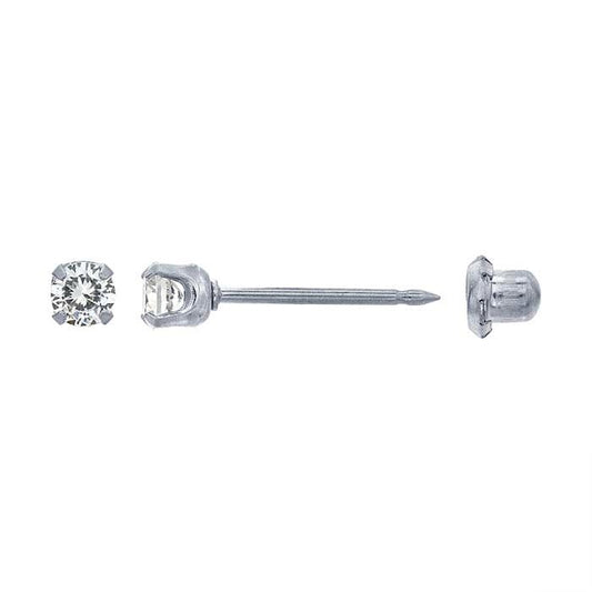 Inverness® 14K White Gold Piercing Earring, 3mm CZ-Set