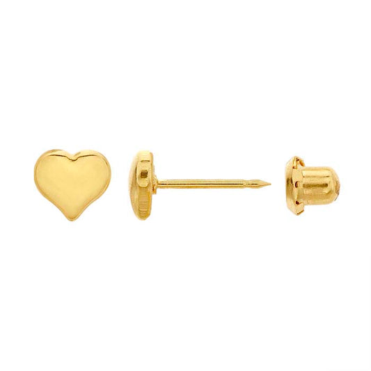 Inverness® Stainless Steel Yellow Gold-Plated Piercing Earring, Puff Heart
