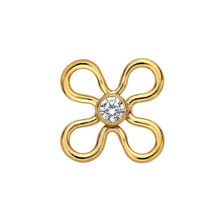 Componente a Fiore Aperto con CZ Incassati in Oro Giallo 14/20 Carati Riempito
