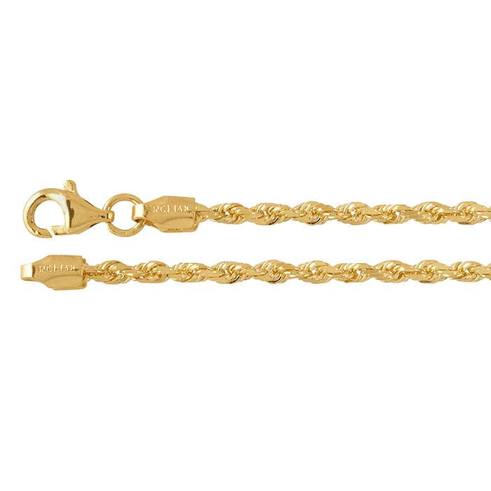 14K Yellow Gold Diamond-Cut French Rope Chain