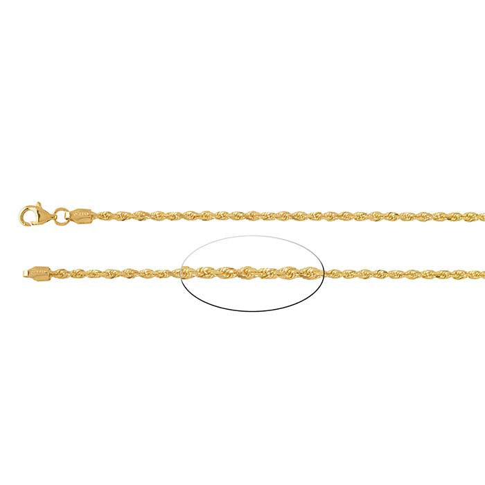 14K Yellow Gold Diamond-Cut French Rope Chain