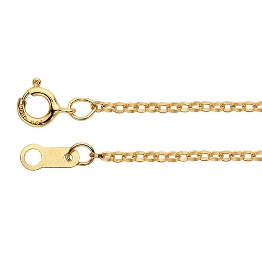 14K Yellow Gold 1.1mm Flat-Wire Oval Cable Chain