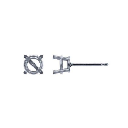 Ohrringhalterung aus 14 Karat Weißgold, 5 mm, rund, vorgekerbt, konisch, Korbform