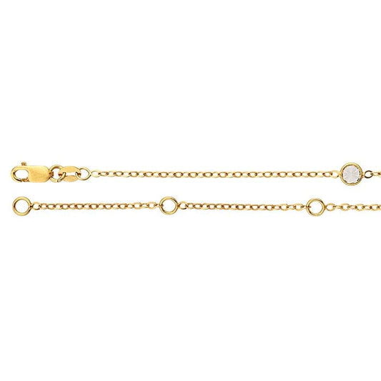 14/20 Gold-Filled Tin-Cup Round Cable Chain with Bezel-Set 4mm Faceted CZ Drops